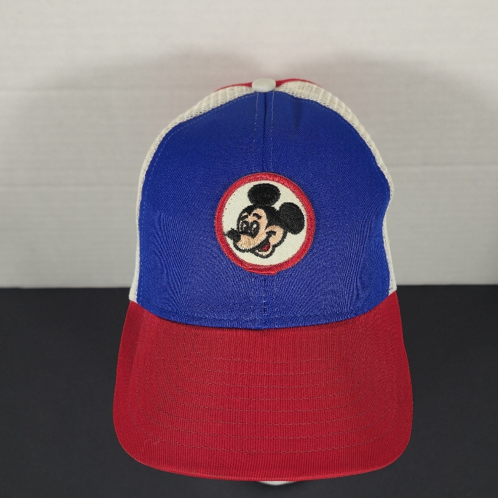 Vintage Mickey Mouse Disney Snapback Hat Cap Blue Red